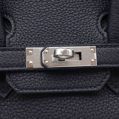 Hermes Handbag Birkin 25 Togo Cavan Silver Hardware Unused Black Navy Blue