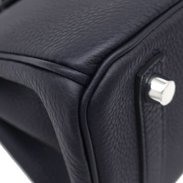 Hermes Handbag Birkin 25 Togo Cavan Silver Hardware Unused Black Navy Blue