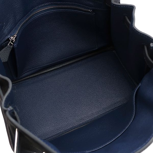 Hermes Handbag Birkin 25 Togo Cavan Silver Hardware Unused Black Navy Blue