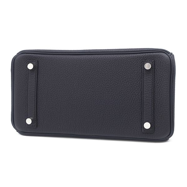 Hermes Handbag Birkin 25 Togo Cavan Silver Hardware Unused Black Navy Blue