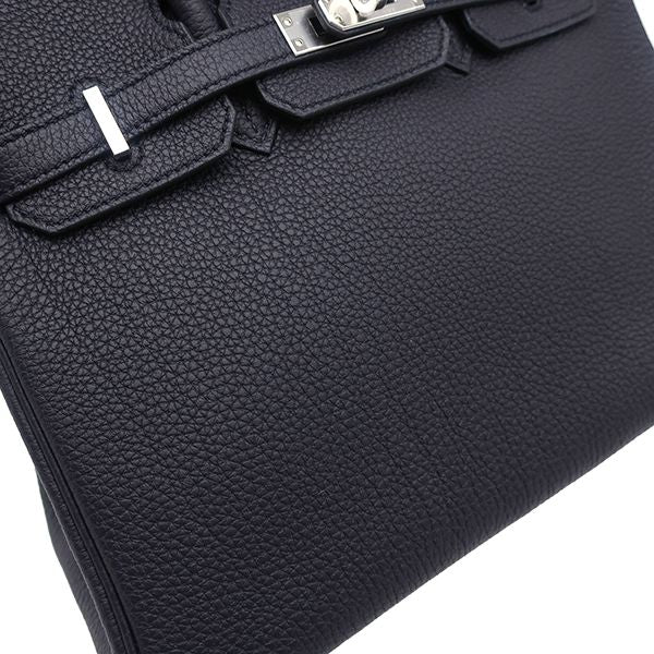 Hermes Handbag Birkin 25 Togo Cavan Silver Hardware Unused Black Navy Blue