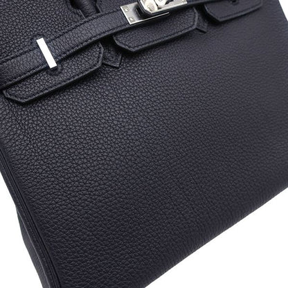 Hermes Handbag Birkin 25 Togo Cavan Silver Hardware Unused Black Navy Blue