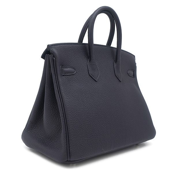 Hermes Handbag Birkin 25 Togo Cavan Silver Hardware Unused Black Navy Blue