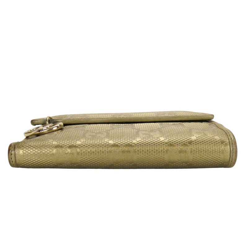 Gucci Bifold Wallet 212105 GG Imprime PVC Gold W Hook Small Ladies Women Gucci