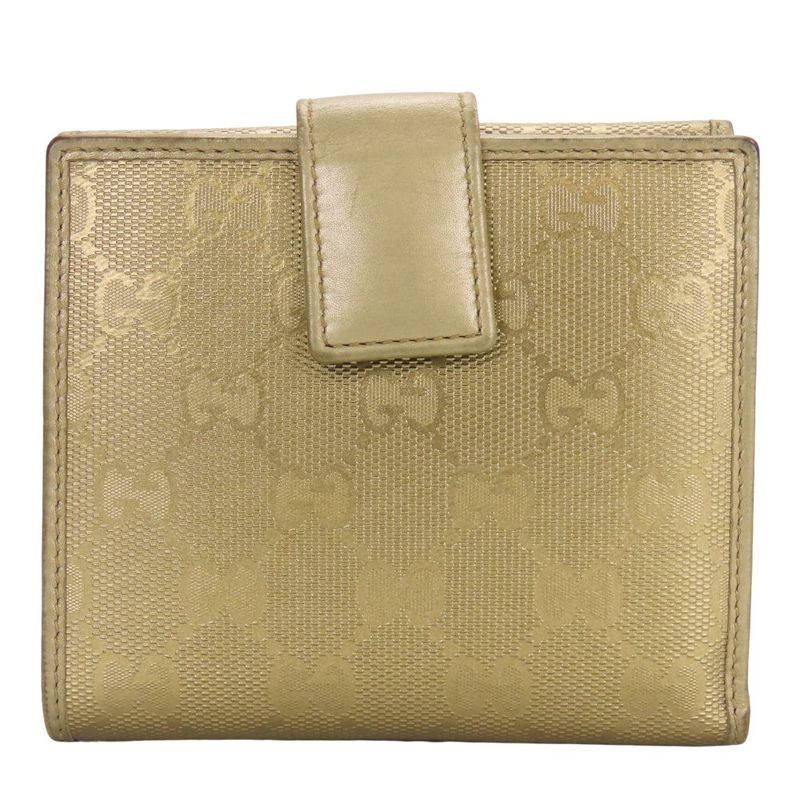 Gucci Bifold Wallet 212105 GG Imprime PVC Gold W Hook Small Ladies Women Gucci