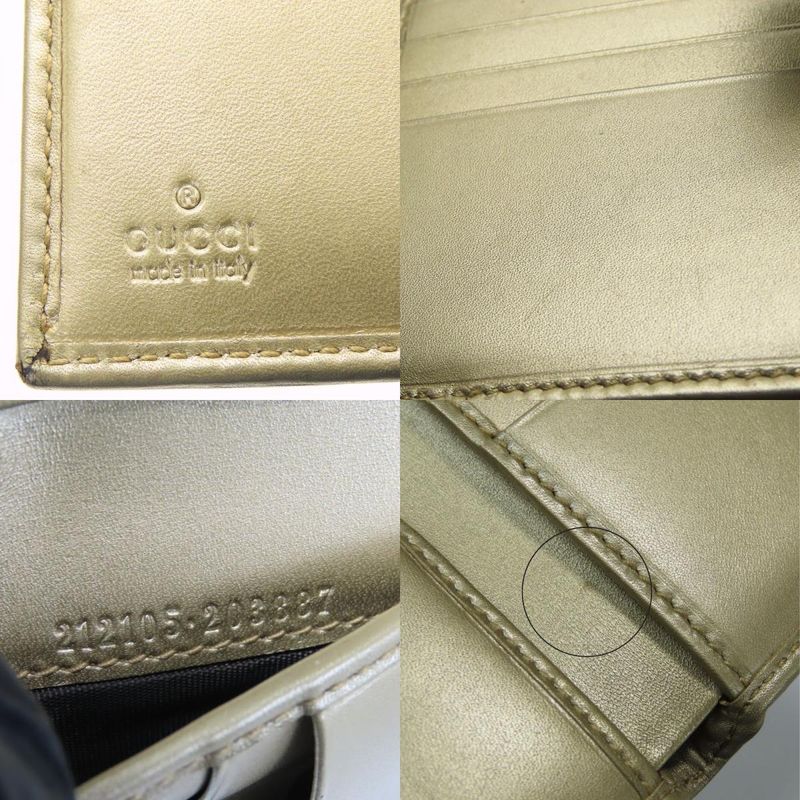 Gucci Bifold Wallet 212105 GG Imprime PVC Gold W Hook Small Ladies Women Gucci