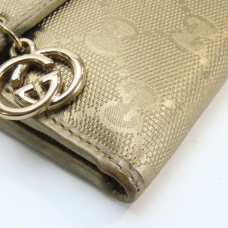 Gucci Bifold Wallet 212105 GG Imprime PVC Gold W Hook Small Ladies Women Gucci