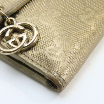 Gucci Bifold Wallet 212105 GG Imprime PVC Gold W Hook Small Ladies Women Gucci
