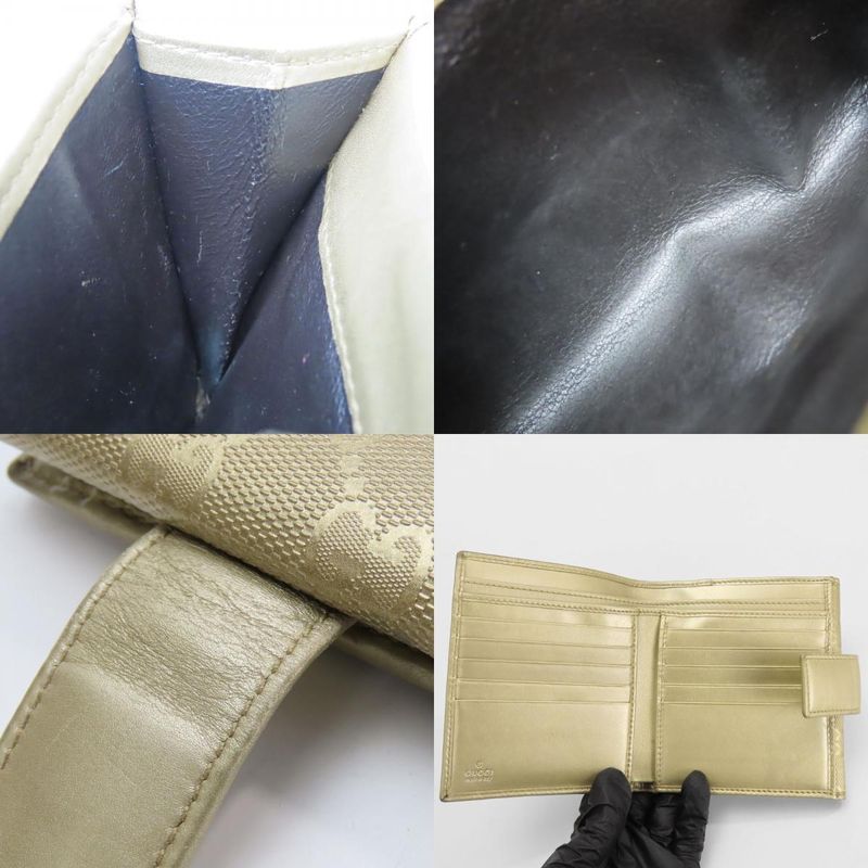 Gucci Bifold Wallet 212105 GG Imprime PVC Gold W Hook Small Ladies Women Gucci