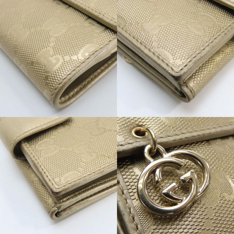 Gucci Bifold Wallet 212105 GG Imprime PVC Gold W Hook Small Ladies Women Gucci