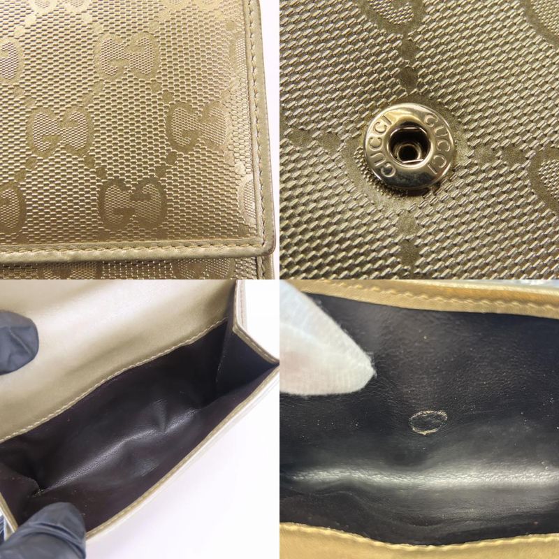 Gucci Bifold Wallet 212105 GG Imprime PVC Gold W Hook Small Ladies Women Gucci