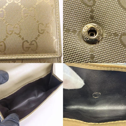 Gucci Bifold Wallet 212105 GG Imprime PVC Gold W Hook Small Ladies Women Gucci