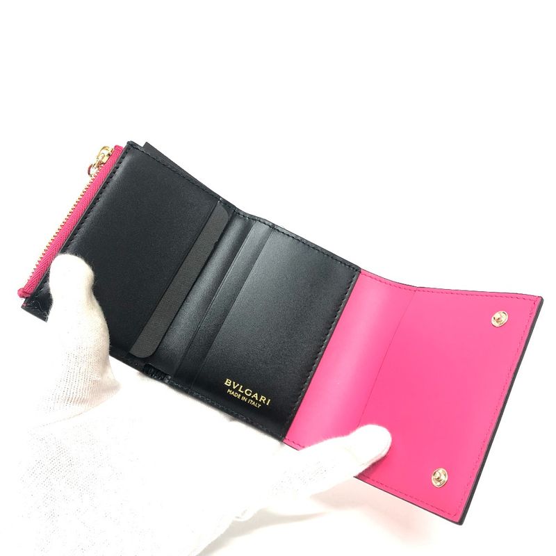 Bvlgari Bulgari Trifold Wallet Serpenti 288858 Leather Pink