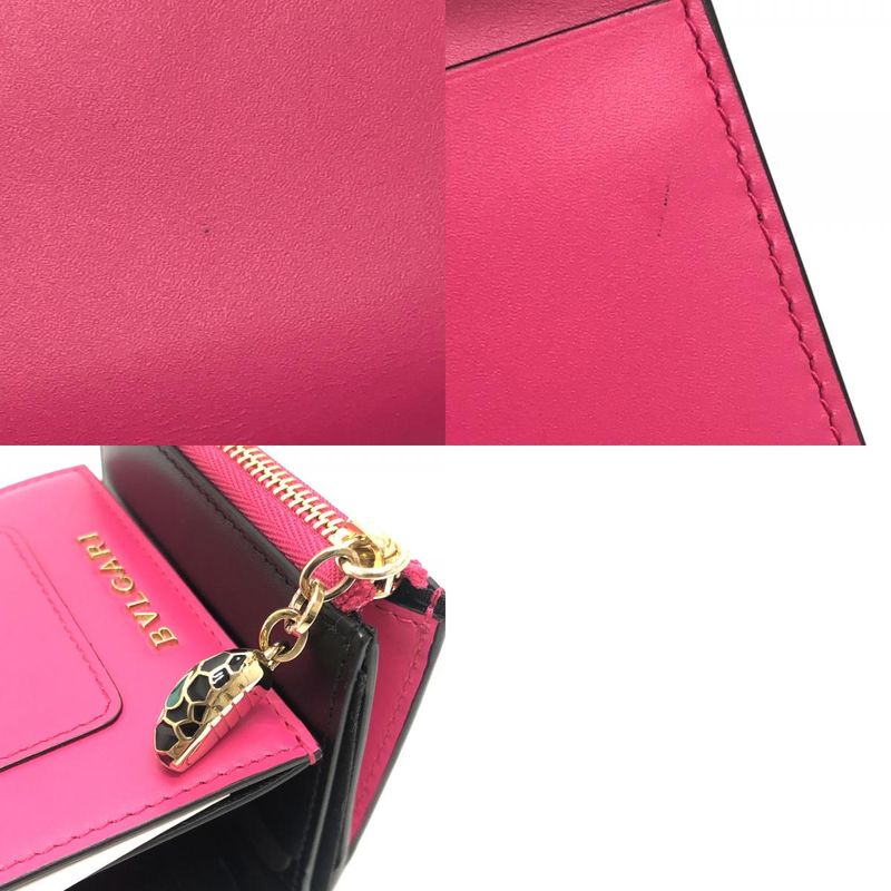 Bvlgari Bulgari Trifold Wallet Serpenti 288858 Leather Pink