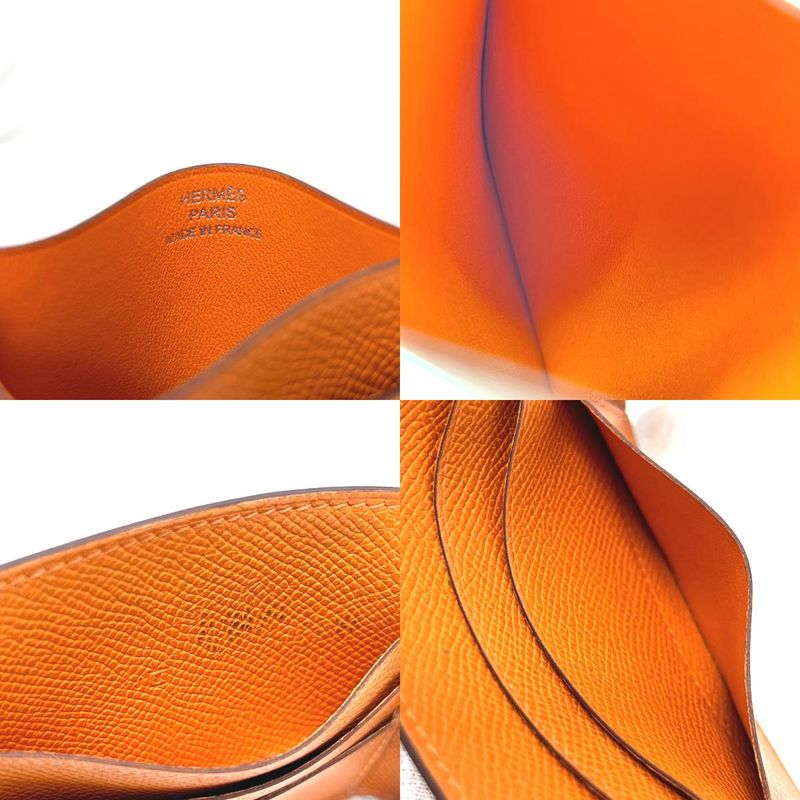 Hermes Card Case Flat Vaux Epson Orange