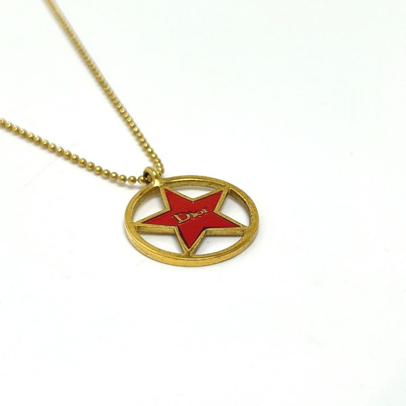 Christian DIOR Necklace Circle Star Gold