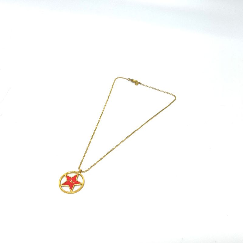Christian DIOR Necklace Circle Star Gold