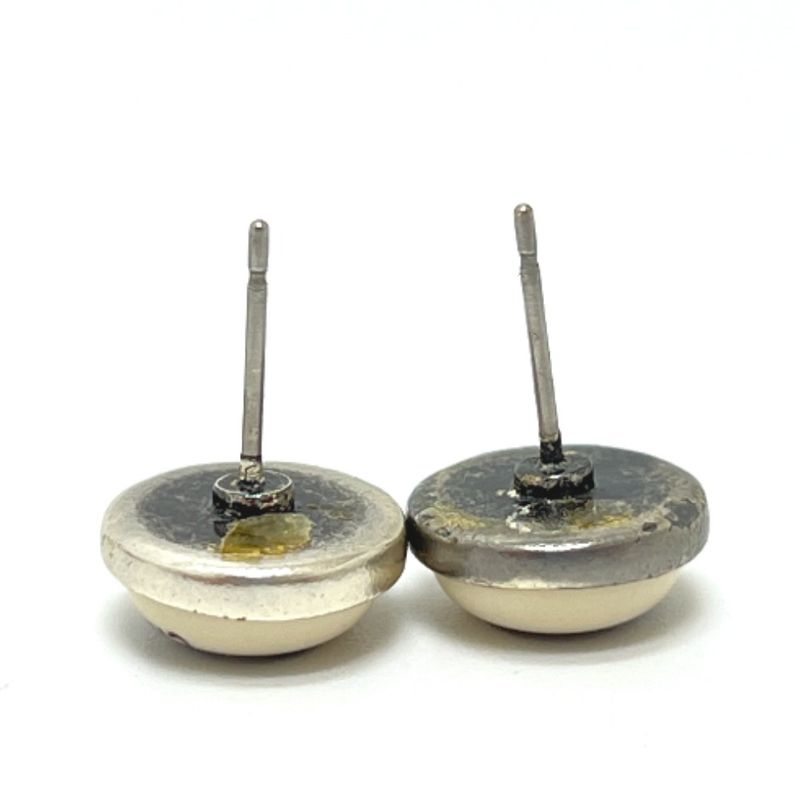 Chanel Earrings Coco Mark Metal White