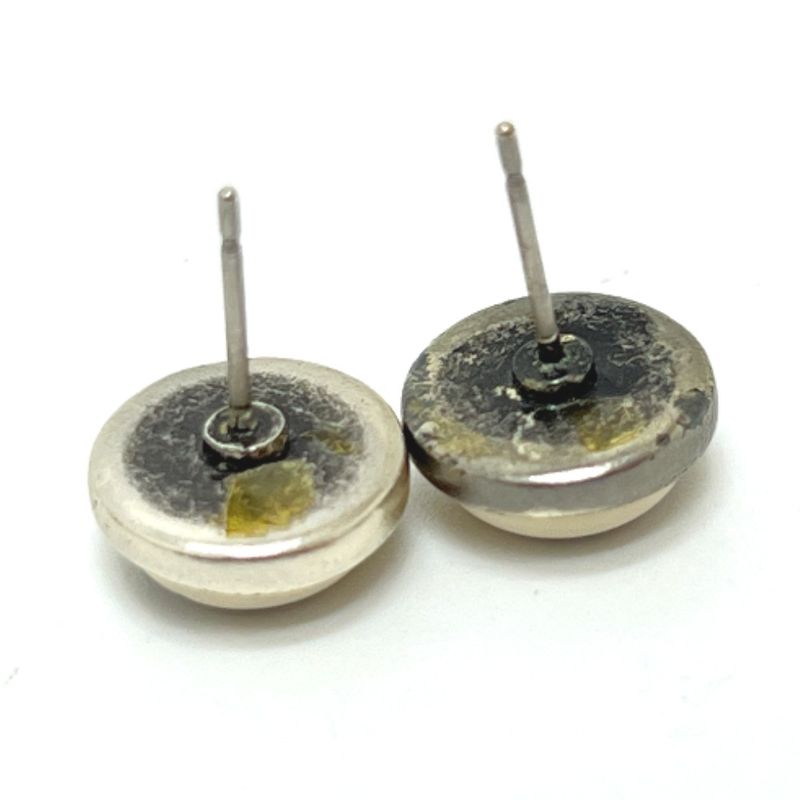 Chanel Earrings Coco Mark Metal White