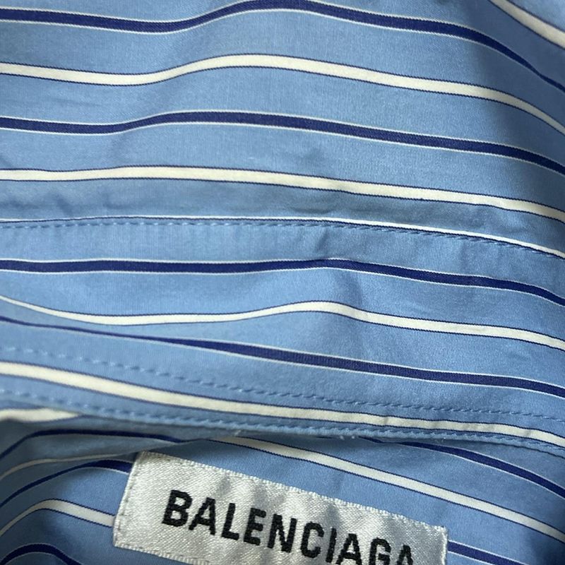 Balenciaga Long Sleeve Shirt Size 34 S Men's - 642300 Tim01 Blue Dark Navy And