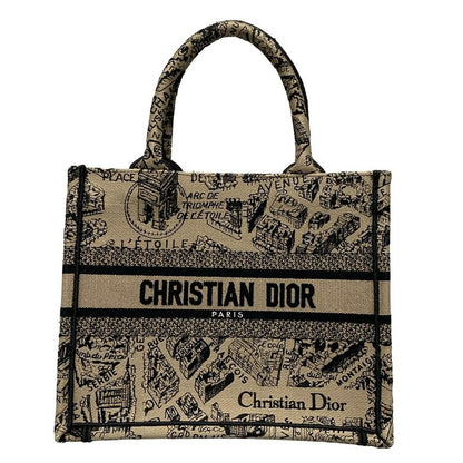 Dior/christian Dior Tote Bag Book Tote Small Bag Gray Beige And Black