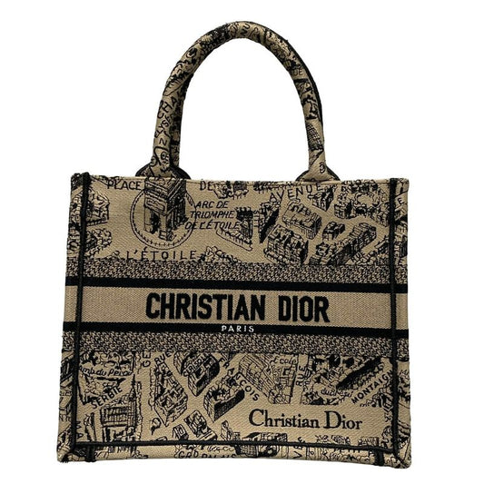 Dior/christian Dior Tote Bag Book Tote Small Bag Gray Beige And Black