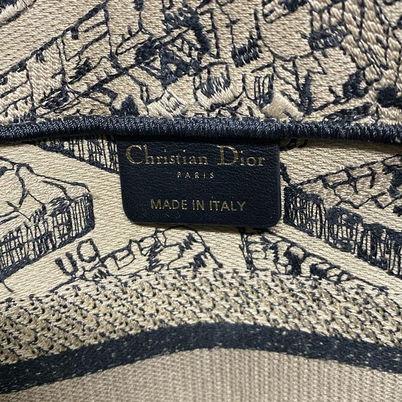 Dior/christian Dior Tote Bag Book Tote Small Bag Gray Beige And Black