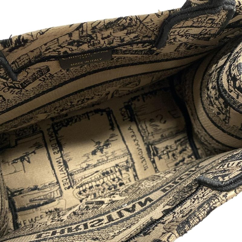 Dior/christian Dior Tote Bag Book Tote Small Bag Gray Beige And Black