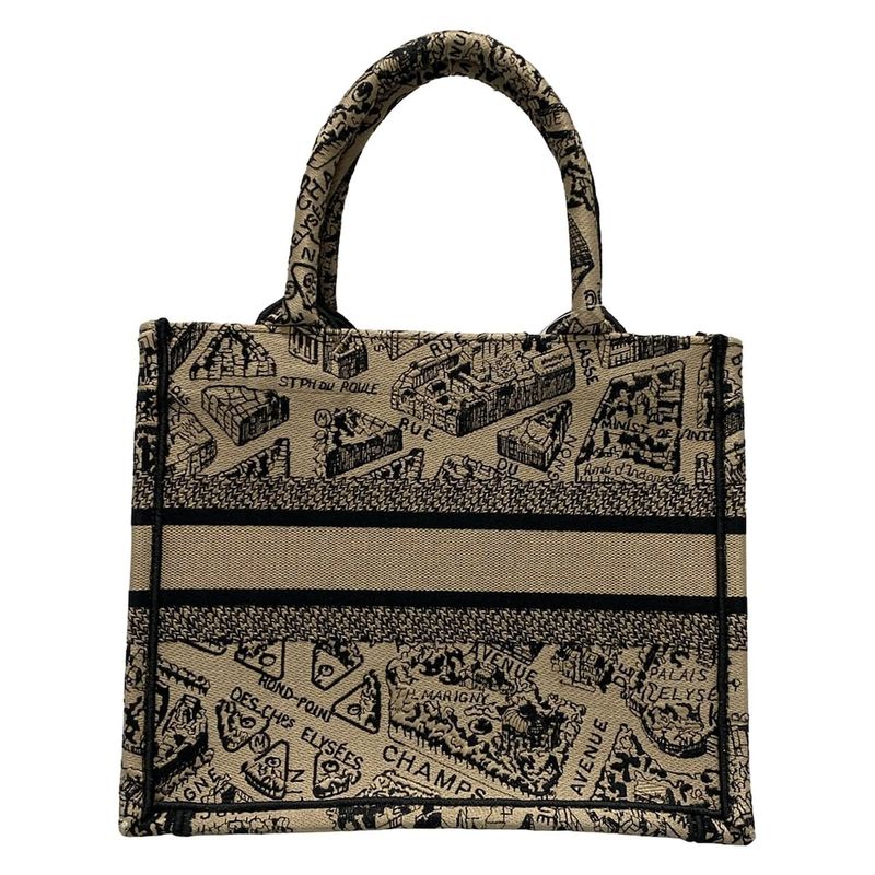 Dior/christian Dior Tote Bag Book Tote Small Bag Gray Beige And Black