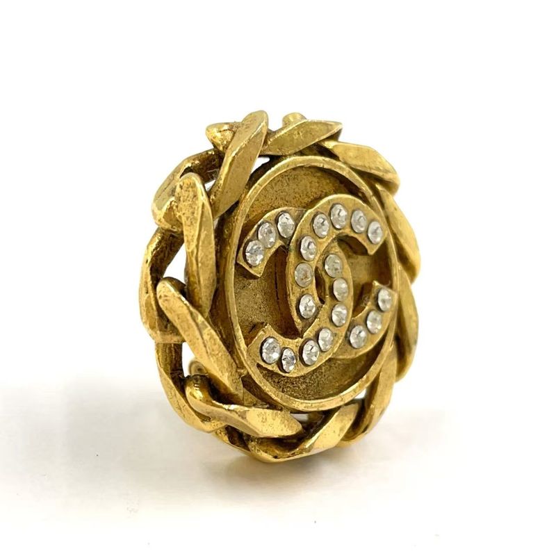 Chanel Coco Rhinestone GP Gold Earrings