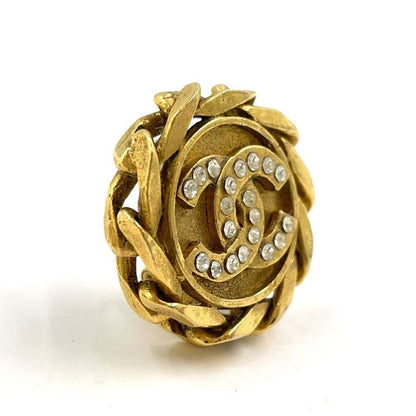 Chanel Coco Rhinestone GP Gold Earrings