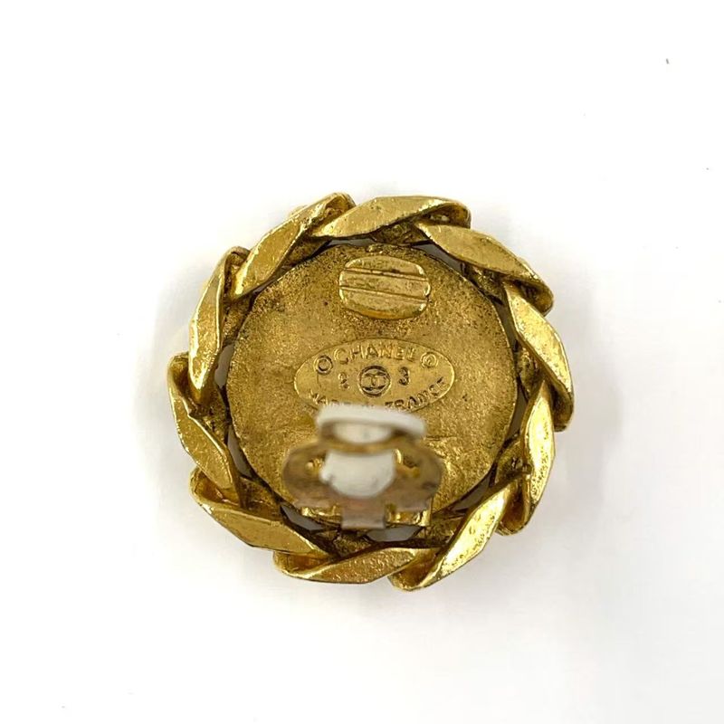 Chanel Coco Rhinestone GP Gold Earrings