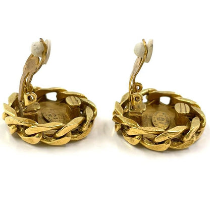 Chanel Coco Rhinestone GP Gold Earrings