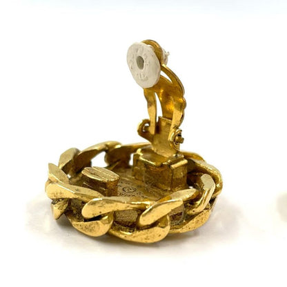 Chanel Coco Rhinestone GP Gold Earrings