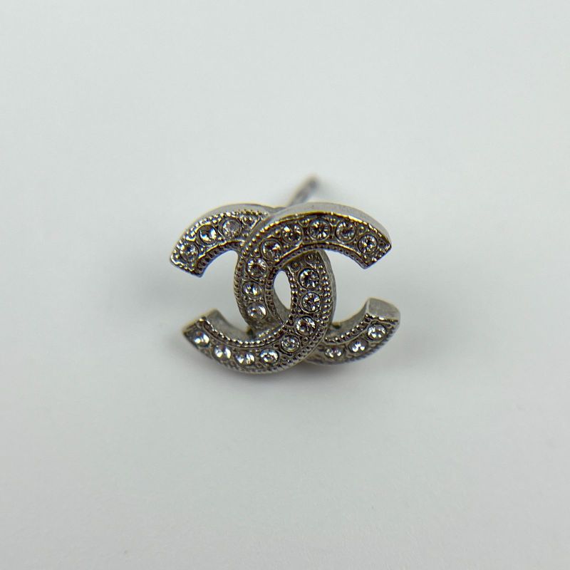 Chanel Coco Mark Accessories Earrings Silver F22V Vintage Ladies