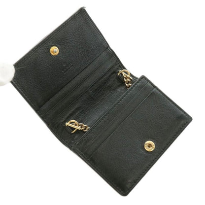 Gucci Sherry Line Raja Chain Wallet Bifold Coin Purse Taiga Motif Leather Black