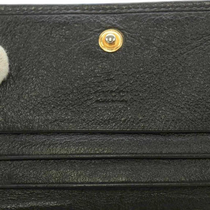 Gucci Sherry Line Raja Chain Wallet Bifold Coin Purse Taiga Motif Leather Black