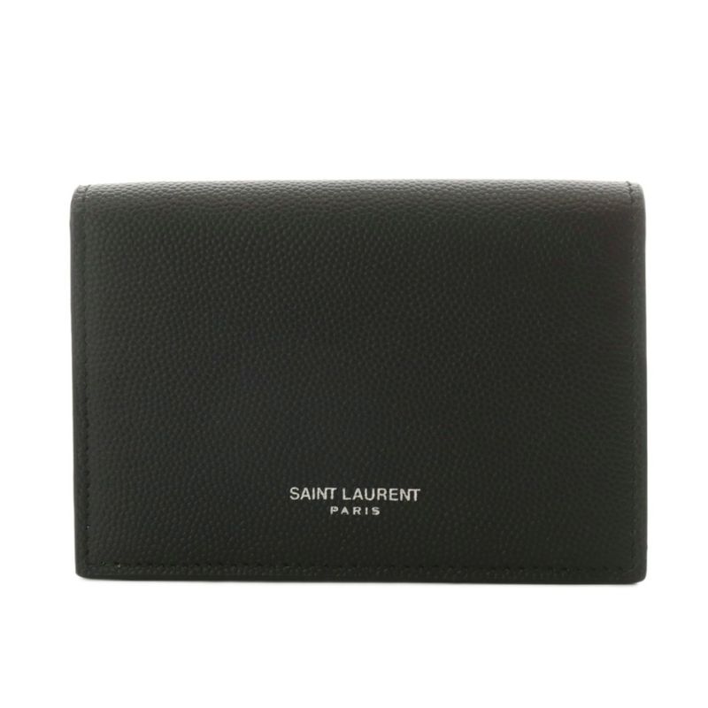 Saint Laurent Paris Card Case Business Card Holder Logo Leather Black AN3 AA