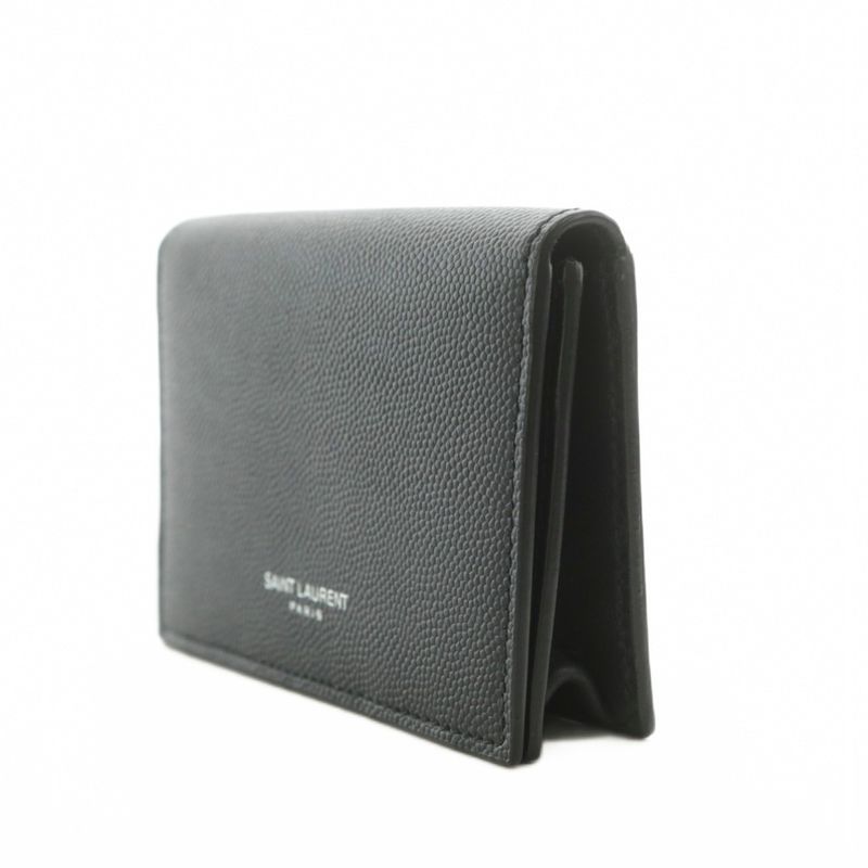 Saint Laurent Paris Card Case Business Card Holder Logo Leather Black AN3 AA