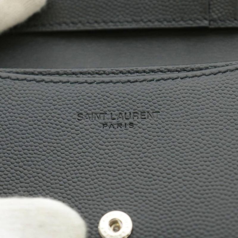 Saint Laurent Paris Card Case Business Card Holder Logo Leather Black AN3 AA