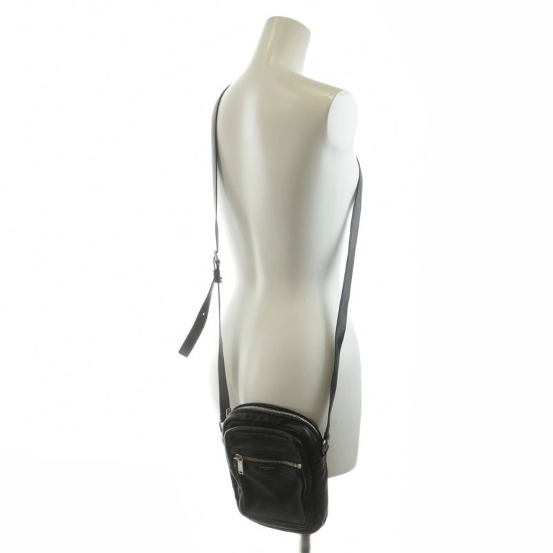 Saint Laurent Paris Shoulder Bag Logo Leather Black AN6 AA