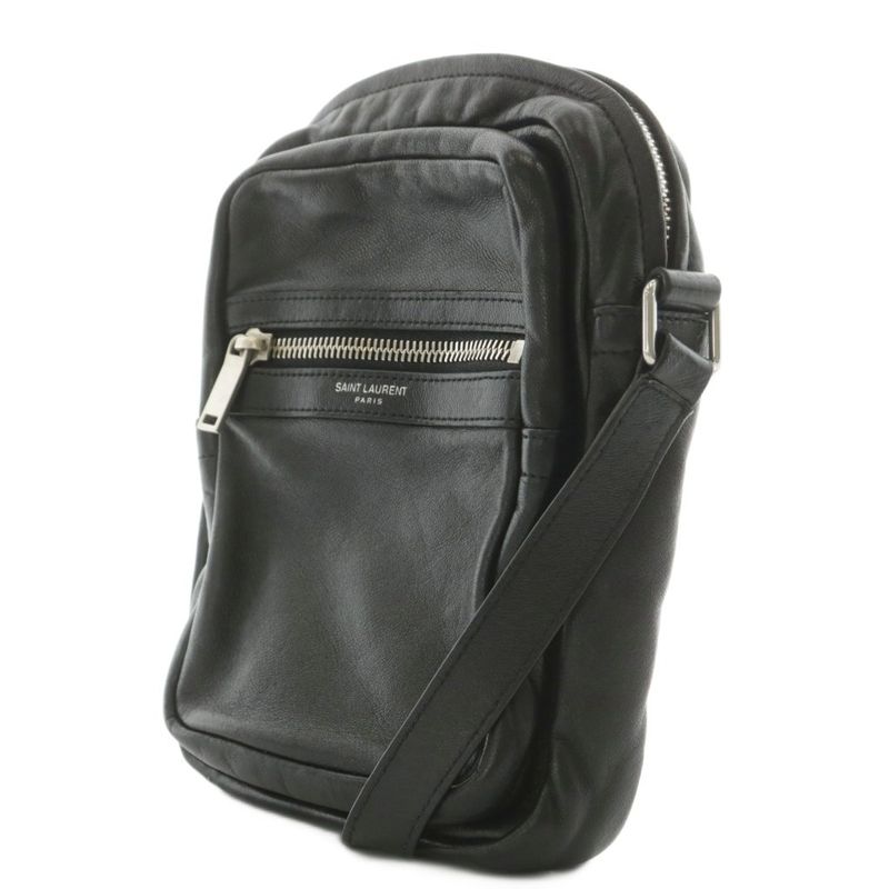 Saint Laurent Paris Shoulder Bag Logo Leather Black AN6 AA