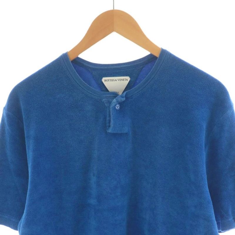 Bottega Veneta T-shirt Cut And Sewn Short Sleeves Henley Neck L Blue 656849 AN51