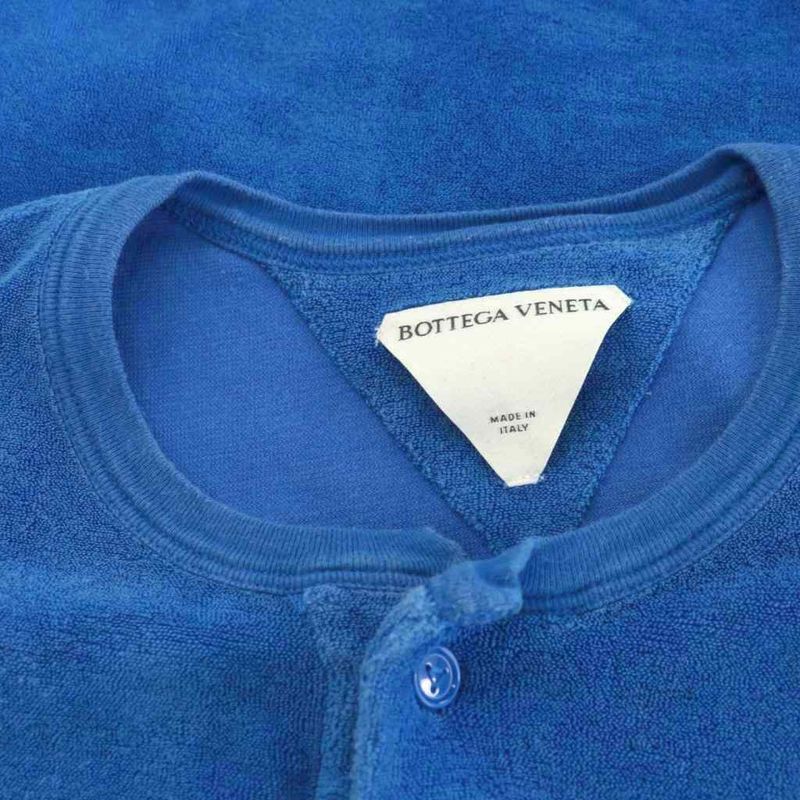 Bottega Veneta T-shirt Cut And Sewn Short Sleeves Henley Neck L Blue 656849 AN51