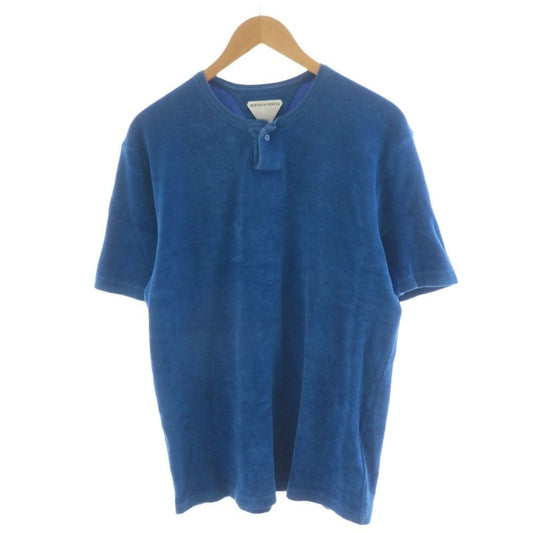 Bottega Veneta T-shirt Cut And Sewn Short Sleeves Henley Neck L Blue 656849 AN51