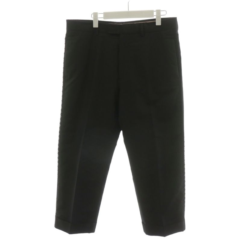 Gucci Pants Slacks Lace Center Press Roll Up Wool Silk Blend Silk 7-48r Black