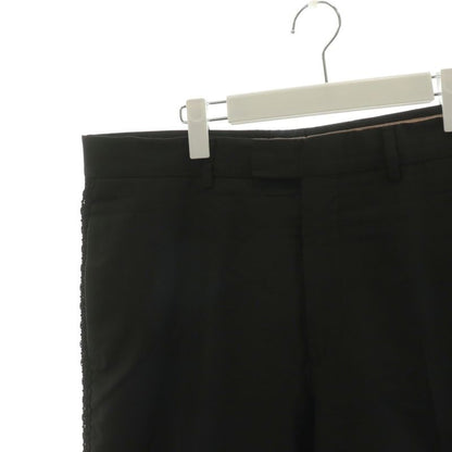 Gucci Pants Slacks Lace Center Press Roll Up Wool Silk Blend Silk 7-48r Black
