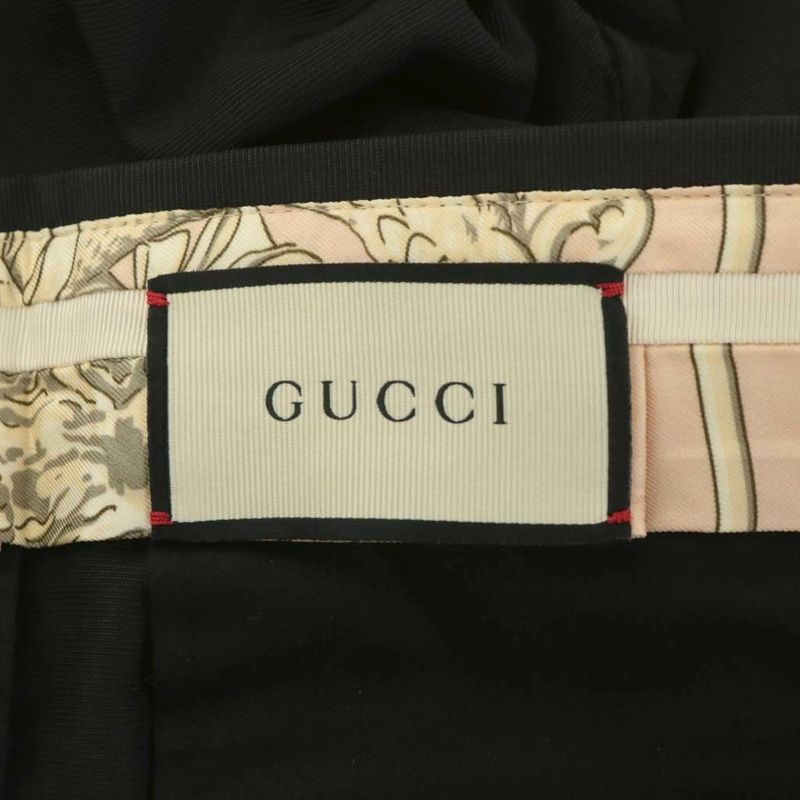 Gucci Pants Slacks Lace Center Press Roll Up Wool Silk Blend Silk 7-48r Black