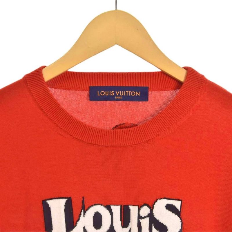 Louis Vuitton 23SS Knit Sweater Short Sleeve Logo Design M Red Rm2319 JL4 Hon01w