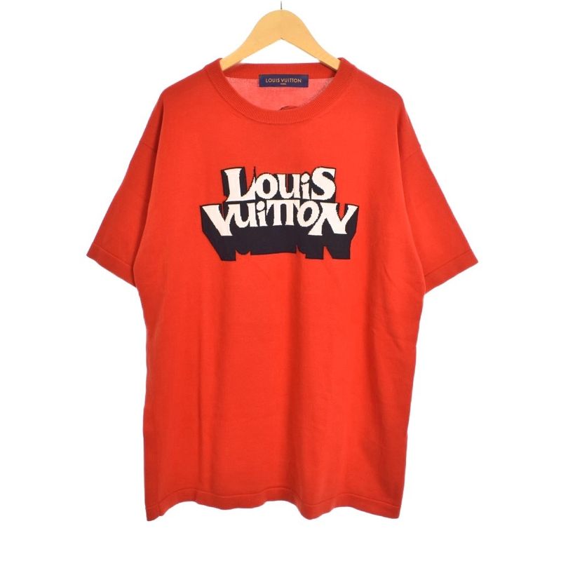 Louis Vuitton 23SS Knit Sweater Short Sleeve Logo Design M Red Rm2319 JL4 Hon01w